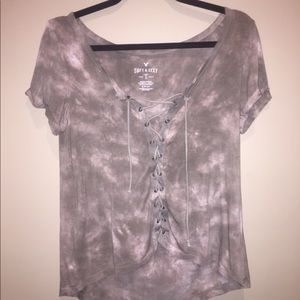 American Eagle outfitters short sleeve lace up top